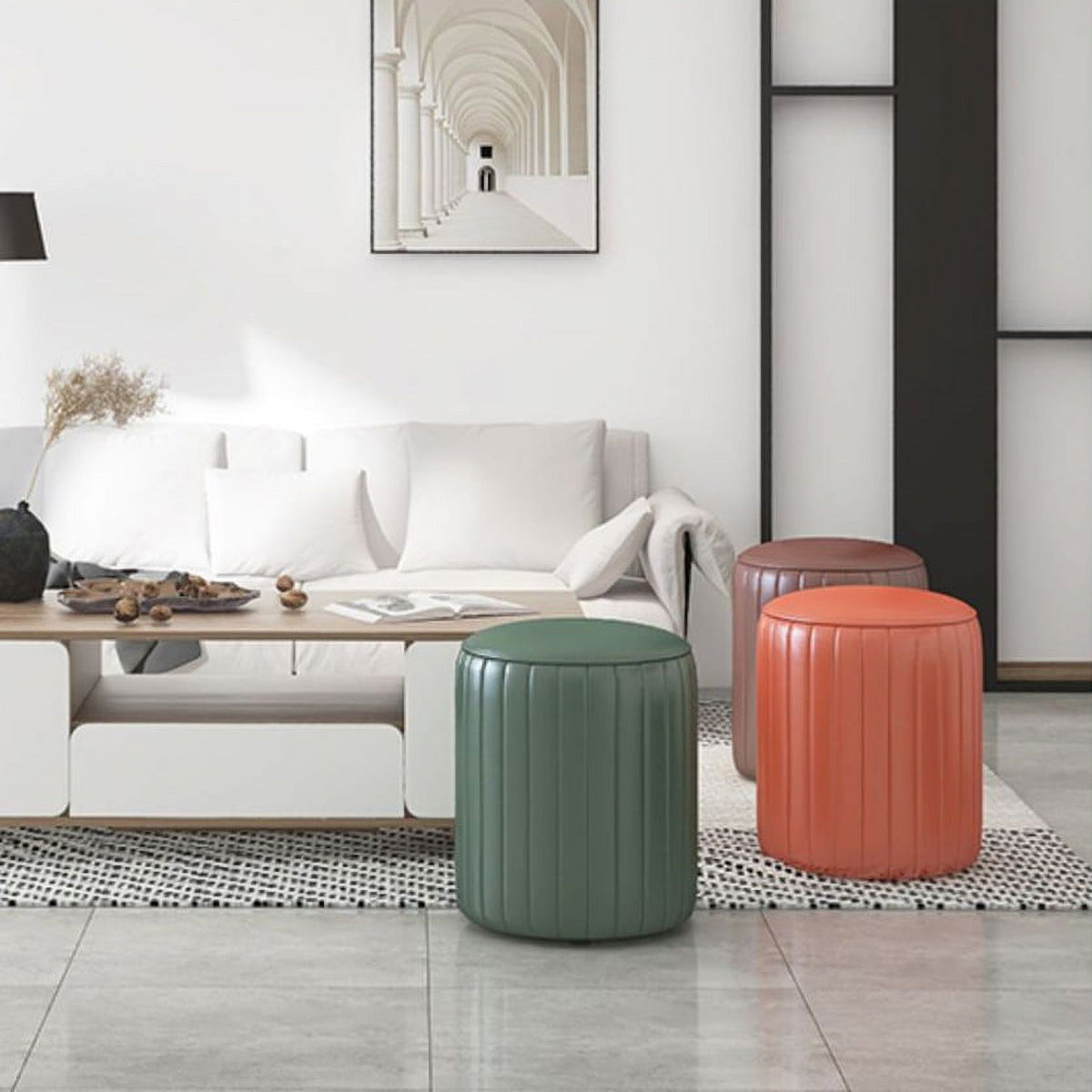 Soft Leather Makeup Stool E687517