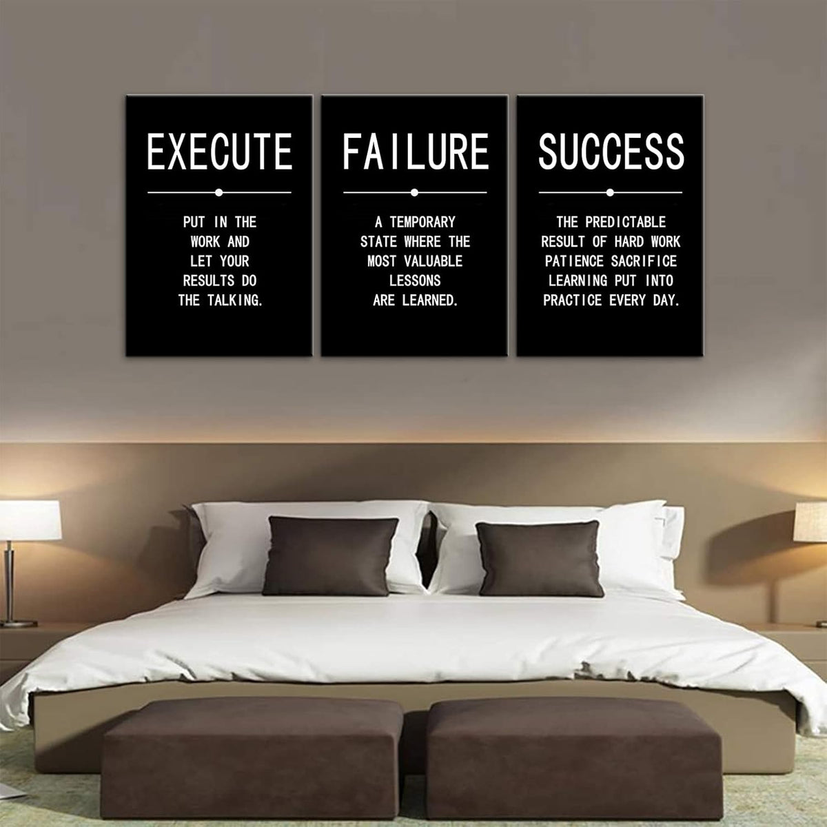 3 Pieces Black Framed Canvas Wall Art R715797