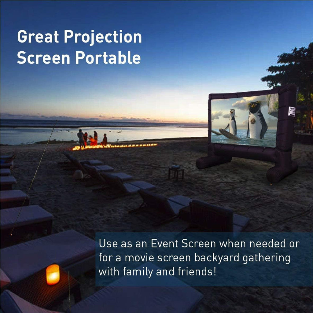 14' Inflatable Canvas Projection Screen with Inflation Fan, Tie-Downs and Storage Bag C9062