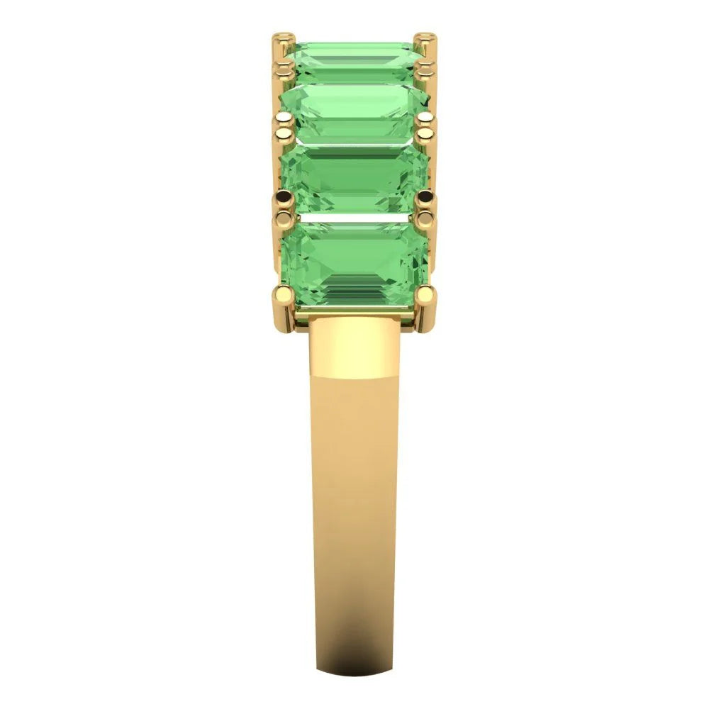 2.61 ct Emerald Cut Green Diamond Eternity Band SZ 3.5 Z465