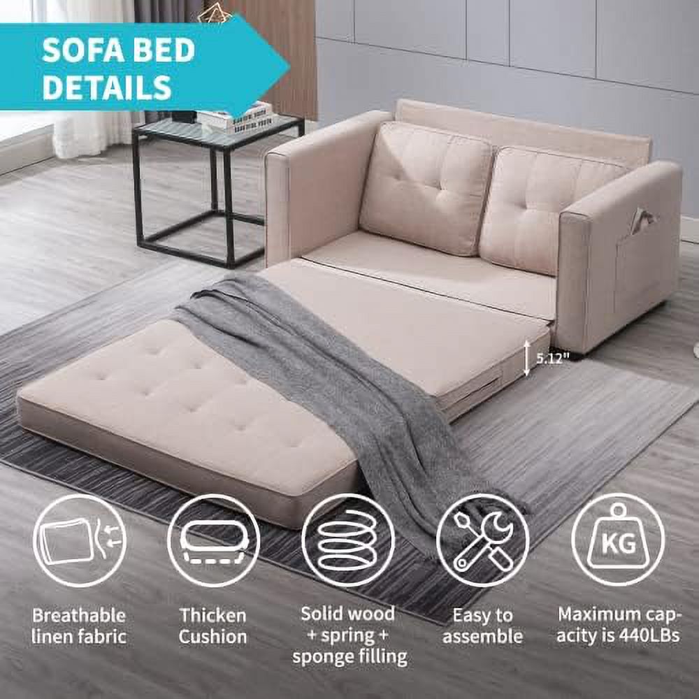 Light Grey Linen 2 in 1 Folding Sofa Bed F423
