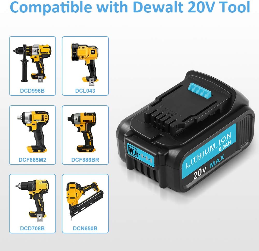 2-Pack 20V 6.0Ah Lithium Ion Battery Replacement for 20V Cordless Power Tools K740