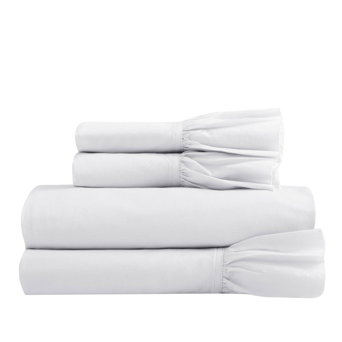 White California King Ruffles Sheet Set T446