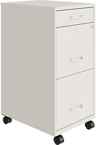 White 3 Drawer Metal Mobile File Cabinet with Lock G324