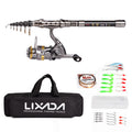 Telescopic Fishing Rod and Reel Combo Full Kit with 100M Fishing Line Lures Hooks Jig Head and Carrier Bag Y4809