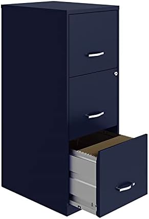 3 Drawer Metal Vertical File Cabinet with Lock in Navy D479