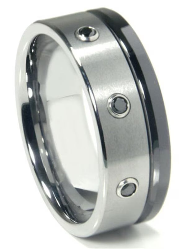Black Tungsten Carbide Comfort Fit Mens Wedding Band Ring N5424