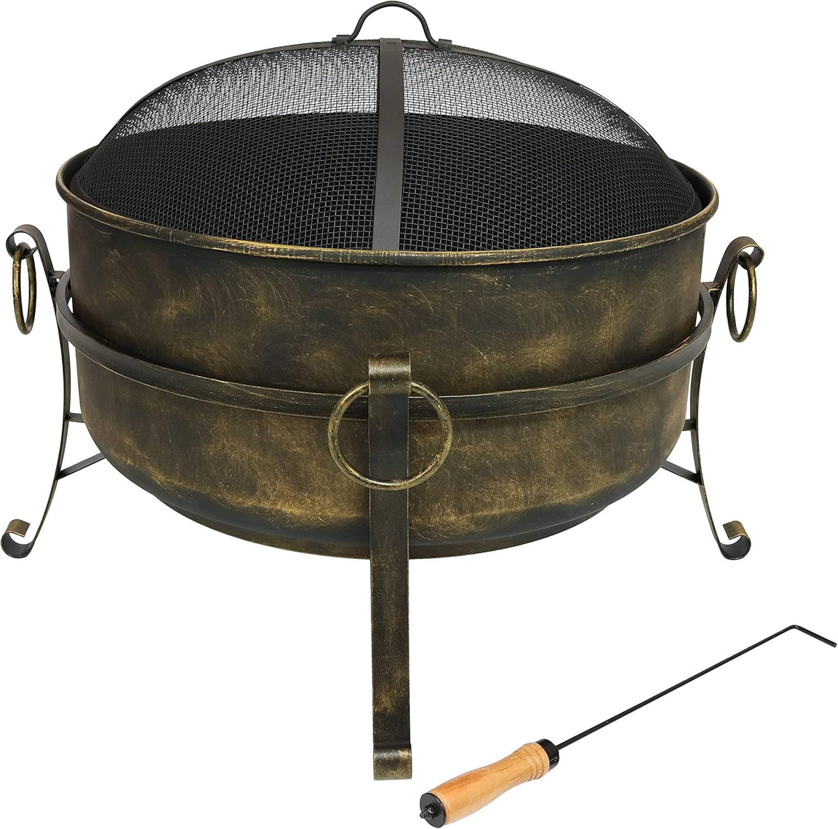 24-Inch Wood-Burning Fire Pit with Spark Screen and Metal Grate G419735