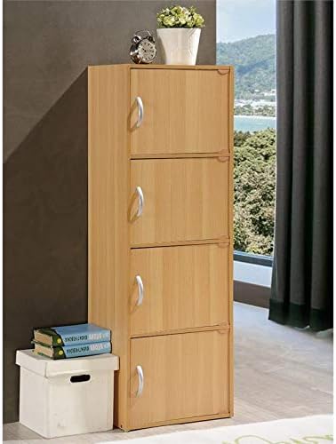4 Shelf 4 Door Bookcase in Beech N334