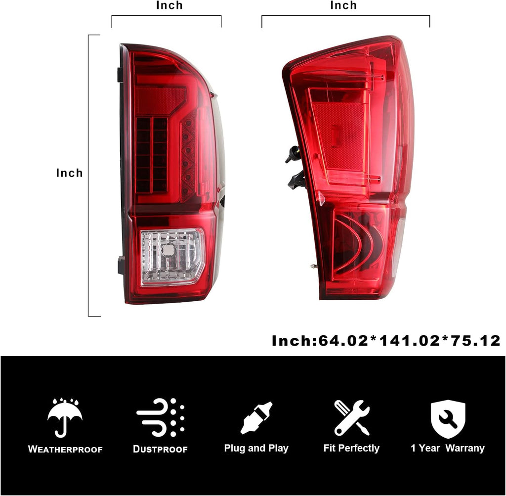 Black Housing Red Lens LED Tail Lights for Toyota Tacoma P302190