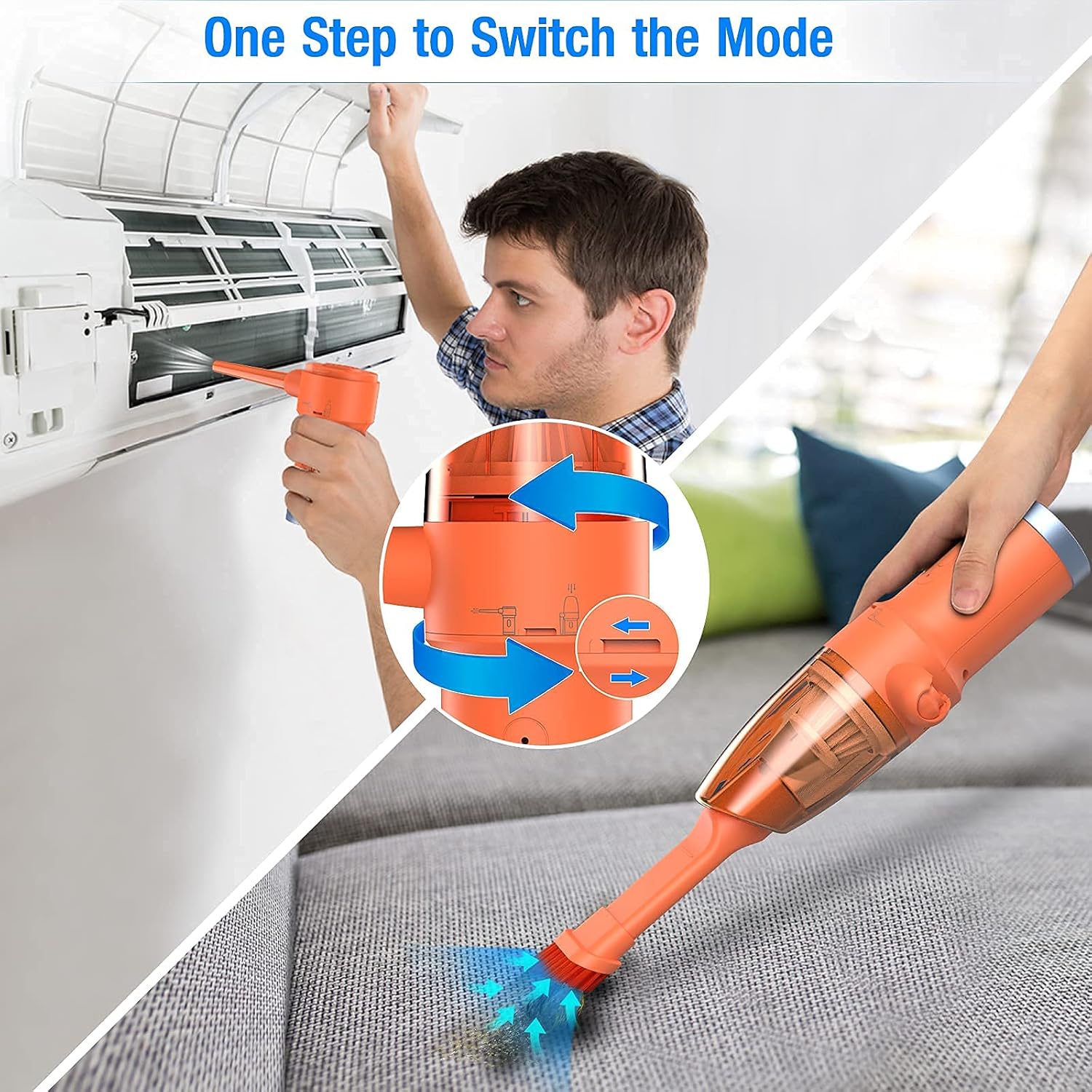 Orange 60000 RPM 2-in-1 Compressed Air Duster & Vacuum Z961