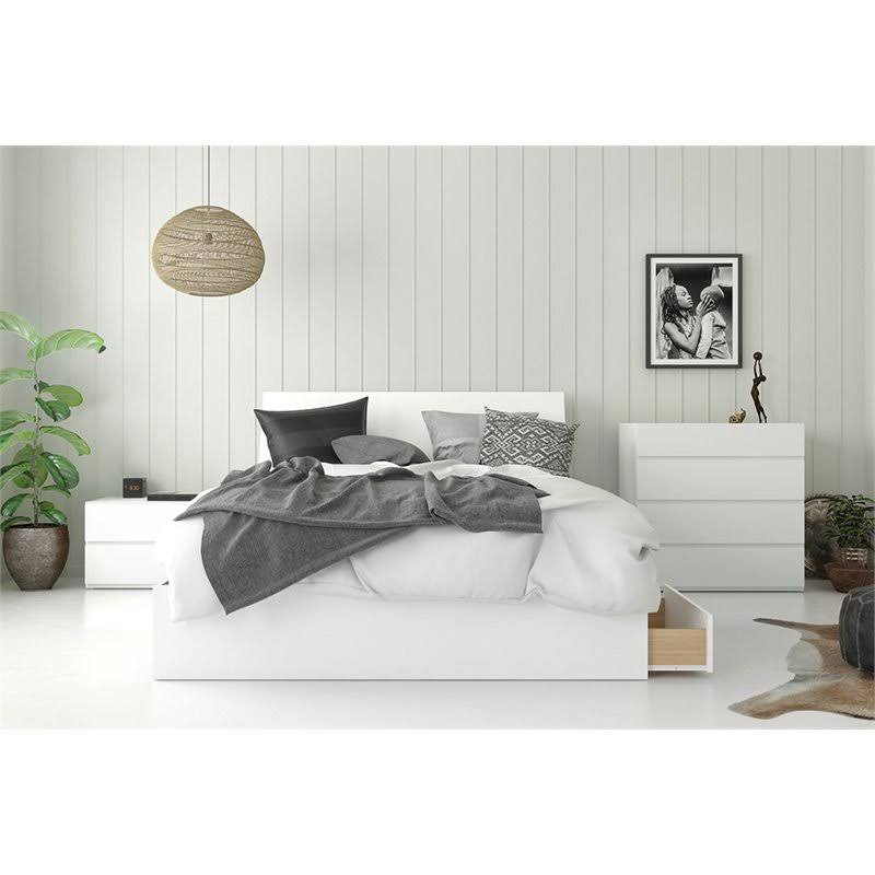 White Storage Bed with Headboard W88028