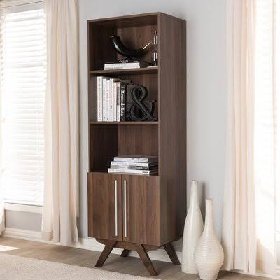 Walnut Brown Finished Wood Bookcase H274