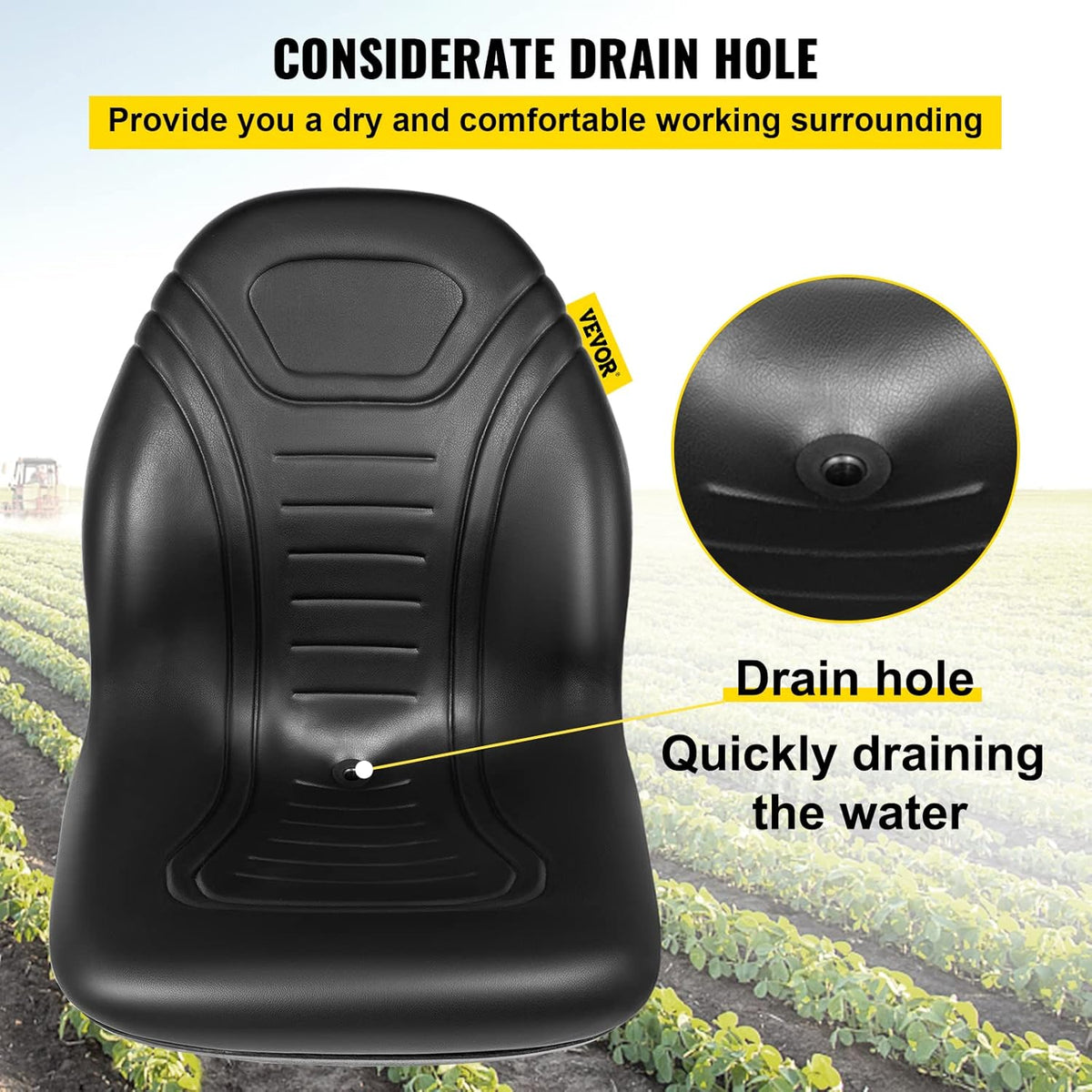 Black Vinyl High Back Tractor Seat Replacement 2 Pcs X6710