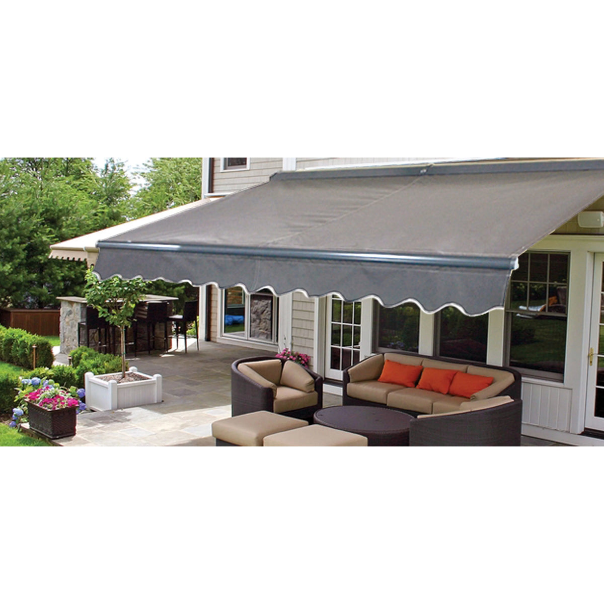 20' x 10' Gray Motorized Retractable Patio Awning with Remote Control M658