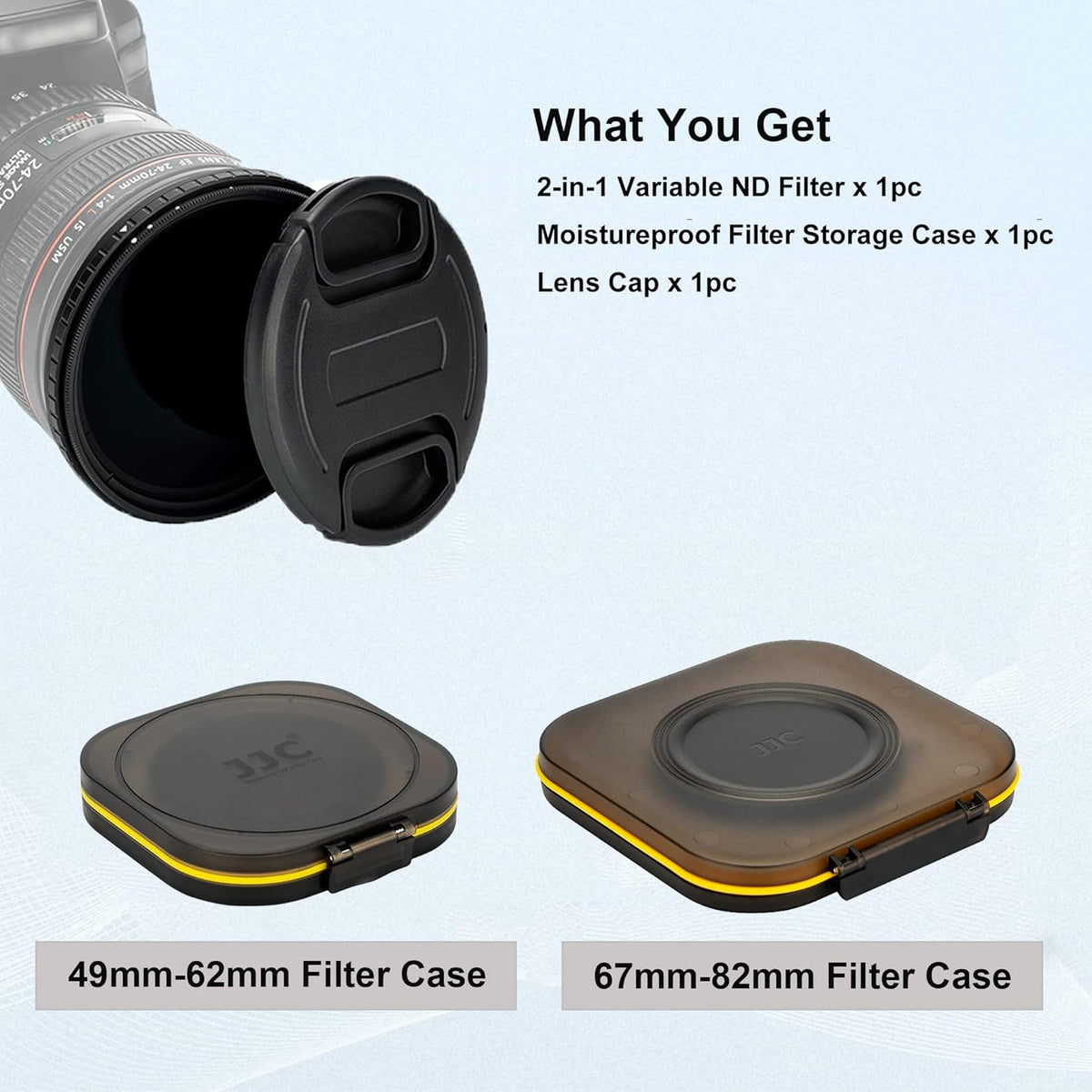 62mm Variable ND Filter & CPL Polarizer Filter with Storage Case and Lens Cap C8247