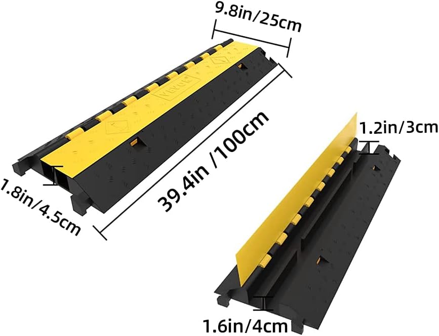 3Pack 39inch Traffic Speed Bumps Cable Protector, 11000lbs per Axle Capacity Rubber Pack of 2 K31011