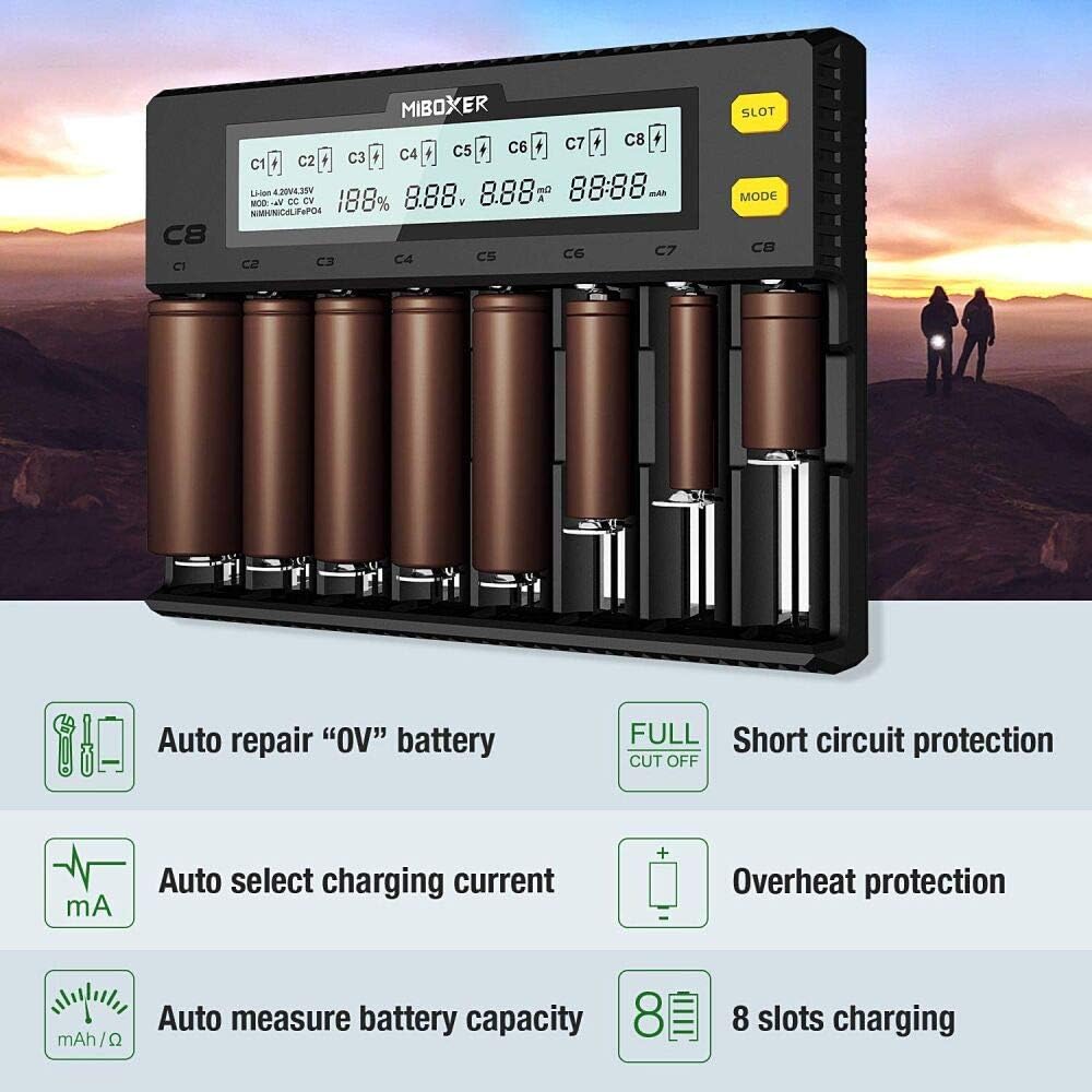 8-Bay Smart Battery Charger with LCD Display O6035