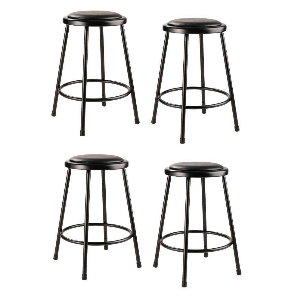 Vinyl Padded Stools, 24x22H, Black, Set of 4 D32463