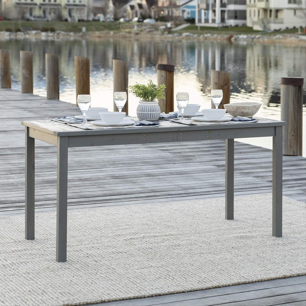 Dark Brown Slatted Outdoor Dining Table T380867