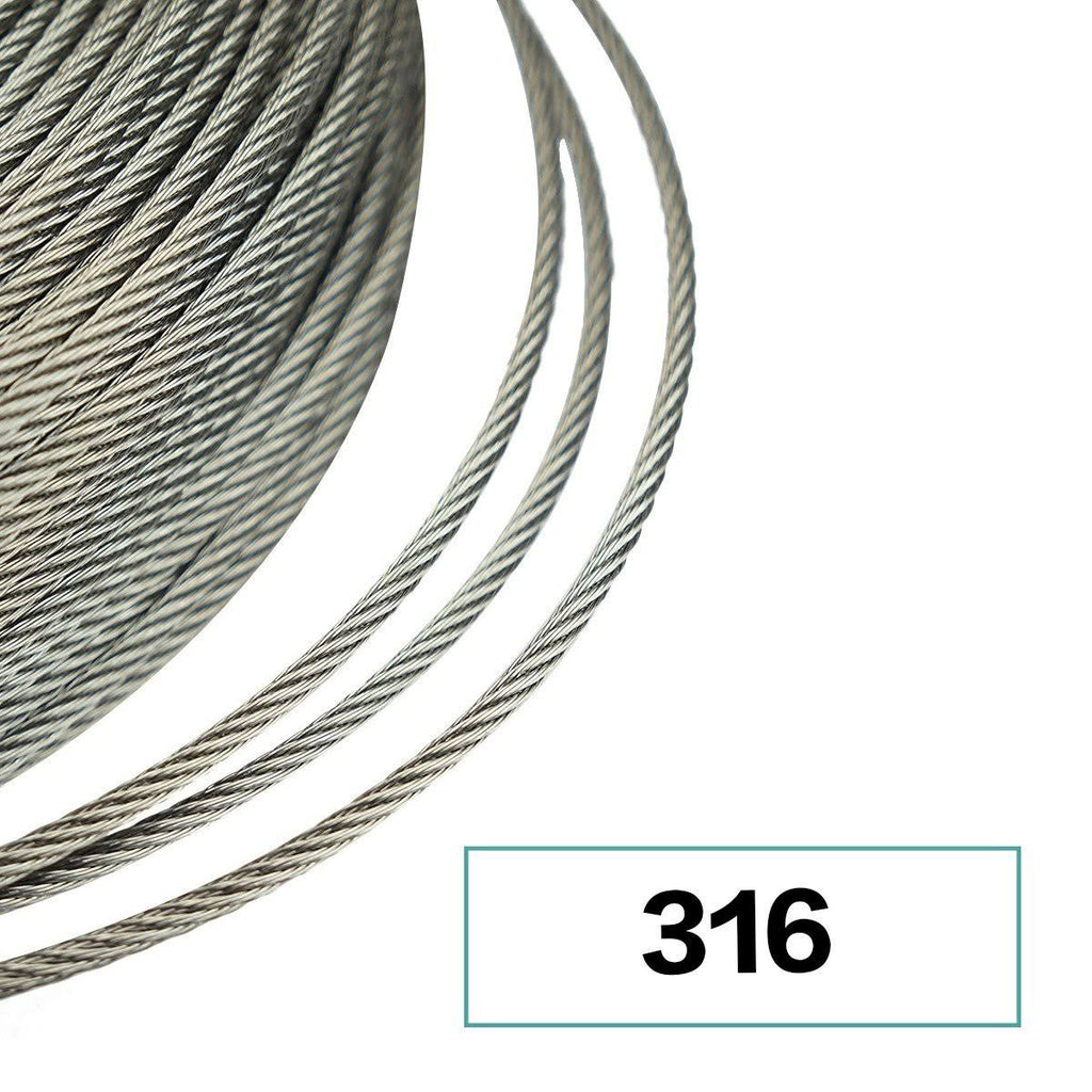 Stainless Steel Cable 1/8 Inch T316 Marine Grade Wire Rope 7x7 Strands P6646