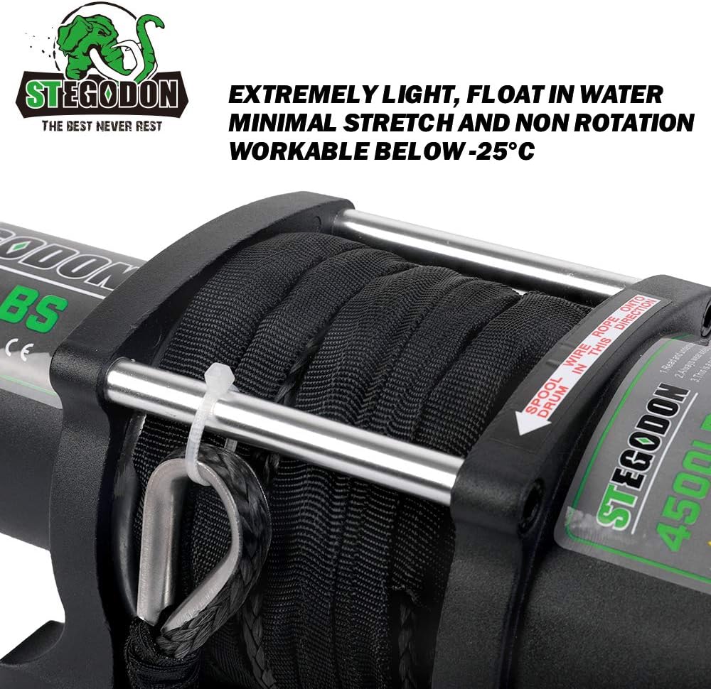 Black 4500 lb. 12V Synthetic Rope Electric Winch with Wireless Remotes and Wired Handle O95226