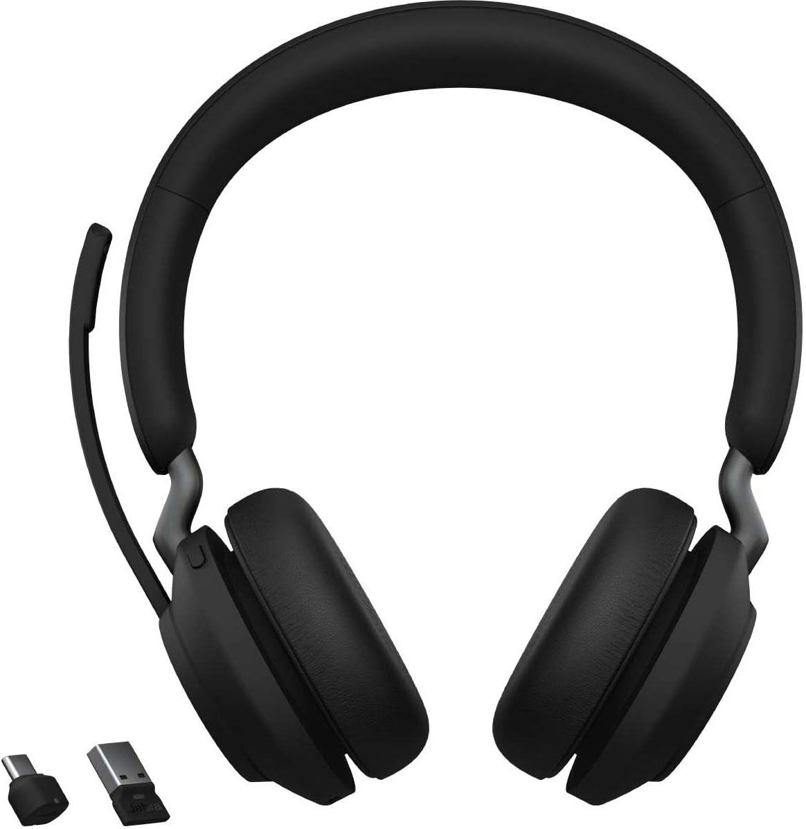 Jabra Evolve2 65 MS Wireless Headphones with Link380c, Stereo, Black – Wireless Bluetooth Headset for Calls and Music, 37 Hours of Battery Life, Passive Noise Cancelling Headphones G443439