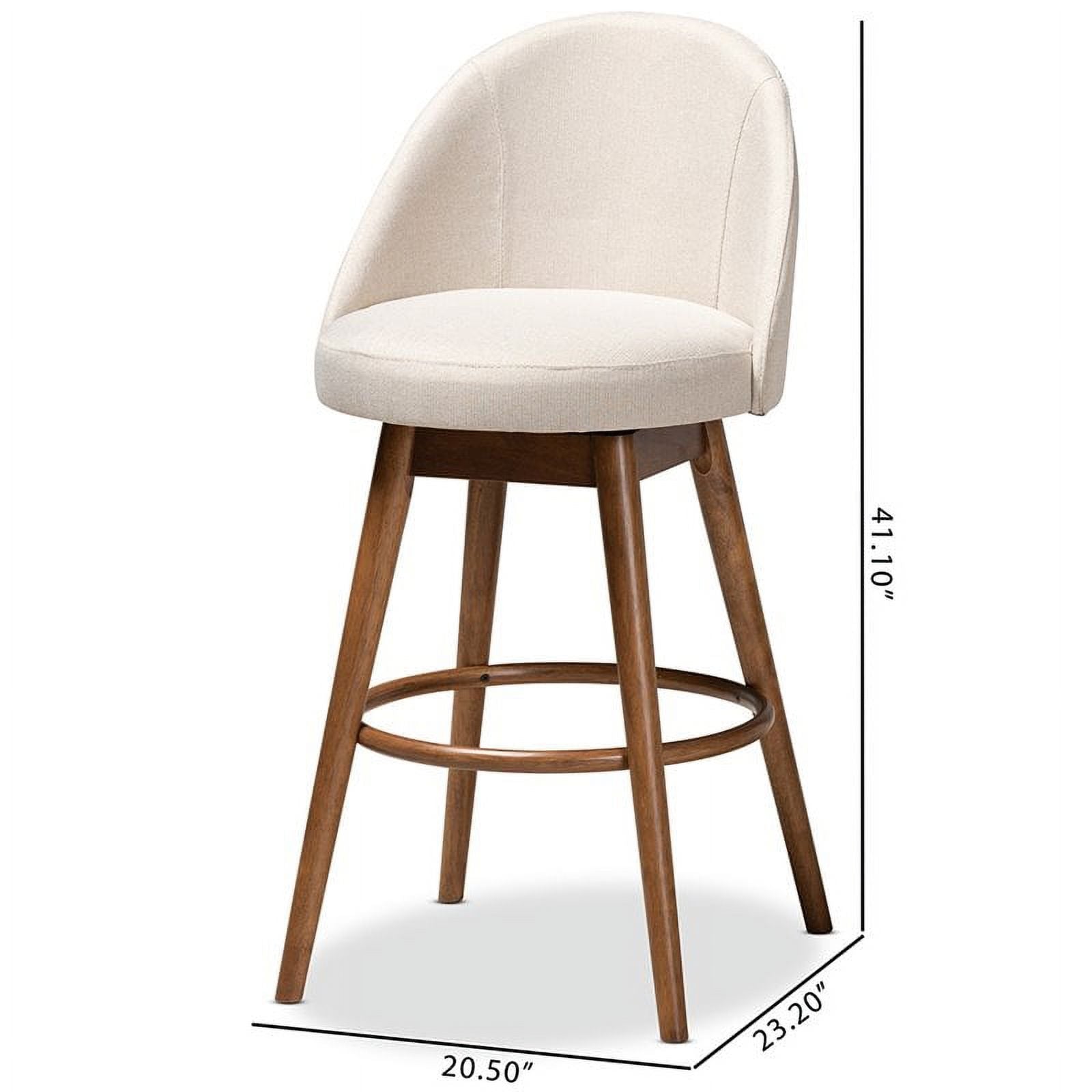 Beige Wood & Fabric Swivel Bar Stool (Set of 2) Z351