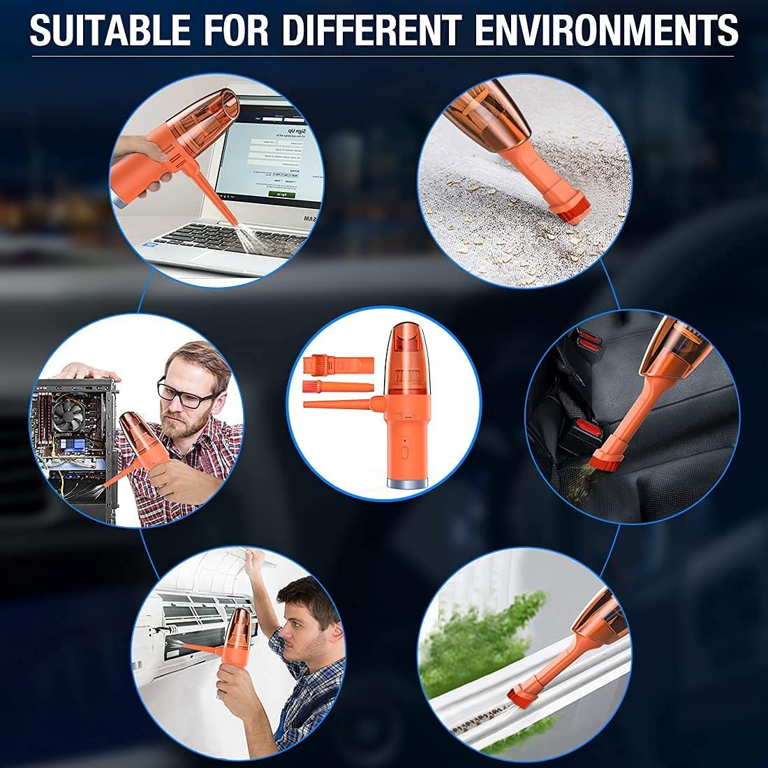 Orange 60000 RPM 2-in-1 Compressed Air Duster & Vacuum Z961