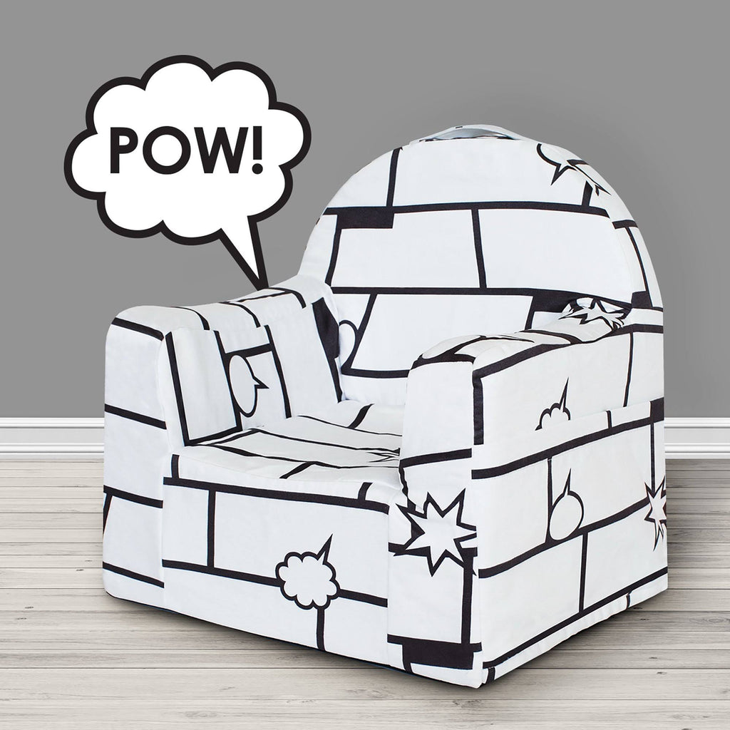 White/Black Comic Book Reader Chair V874483