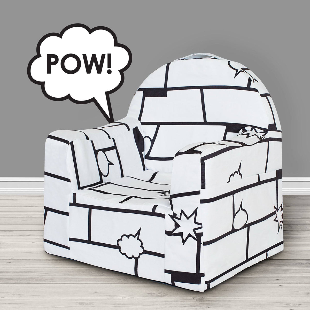White/Black Comic Book Reader Chair V874483