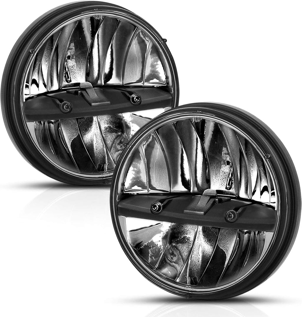 2 x 7 Inch Round LED Silver Headlights Pair H658