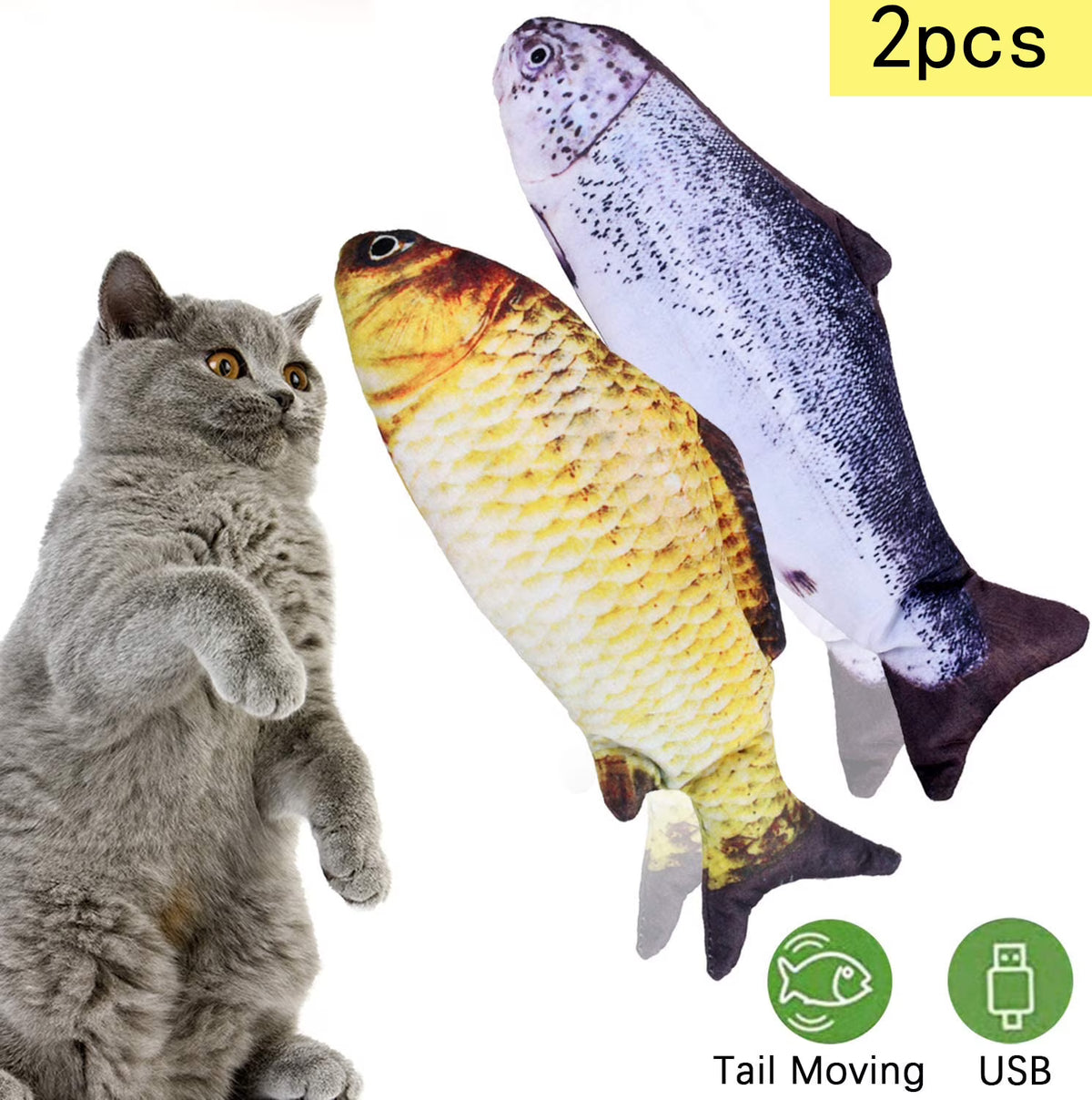 Electric Moving Wagging Fish Cat Toy F693854