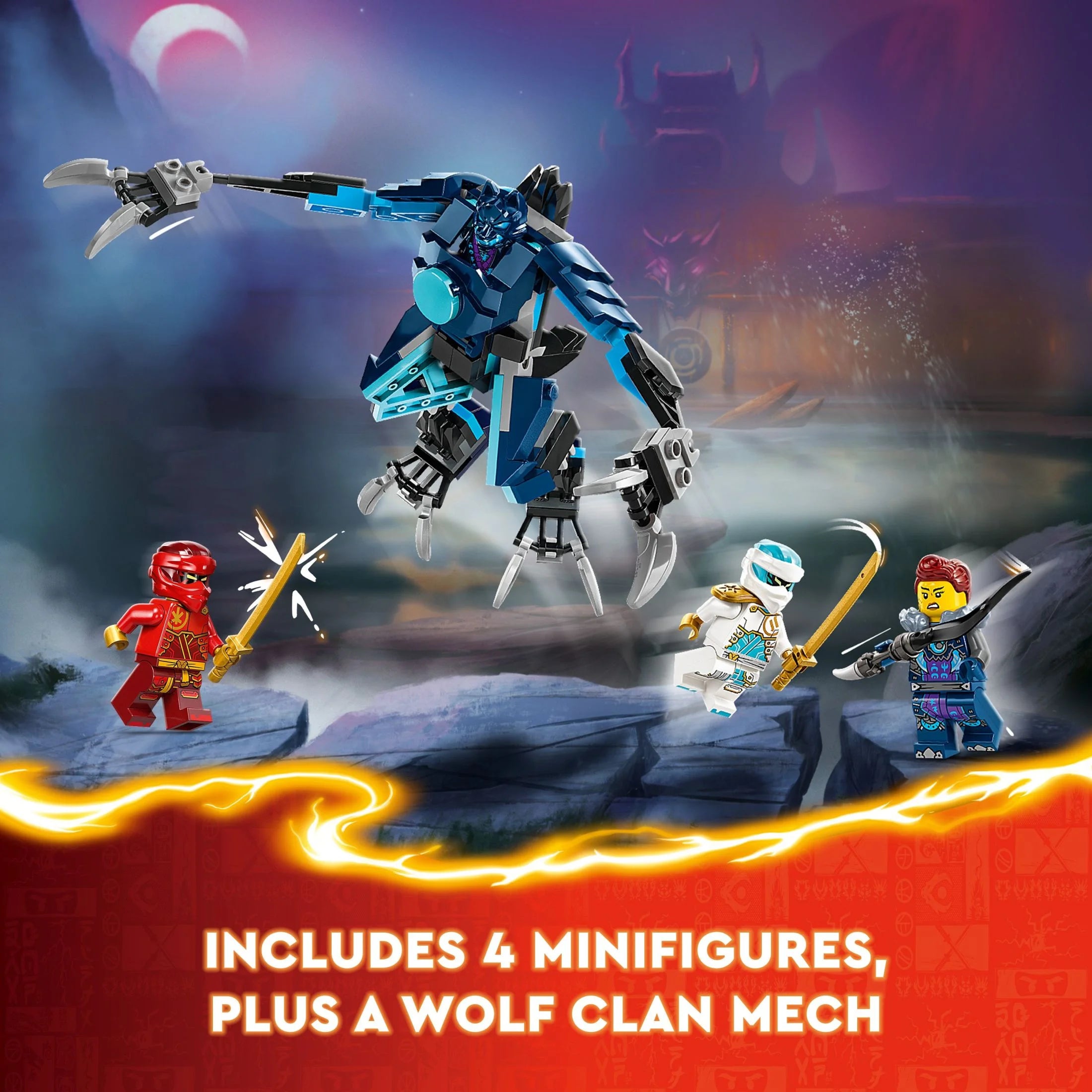 LEGO NINJAGO Kai’s Elemental Fire Mech Action Figure, Mini Ninja Toy with Red Ninja Figure plus Kai and Zane Minifigures, Adventure Set for Boys and Girls Ages 7 and Up B64118