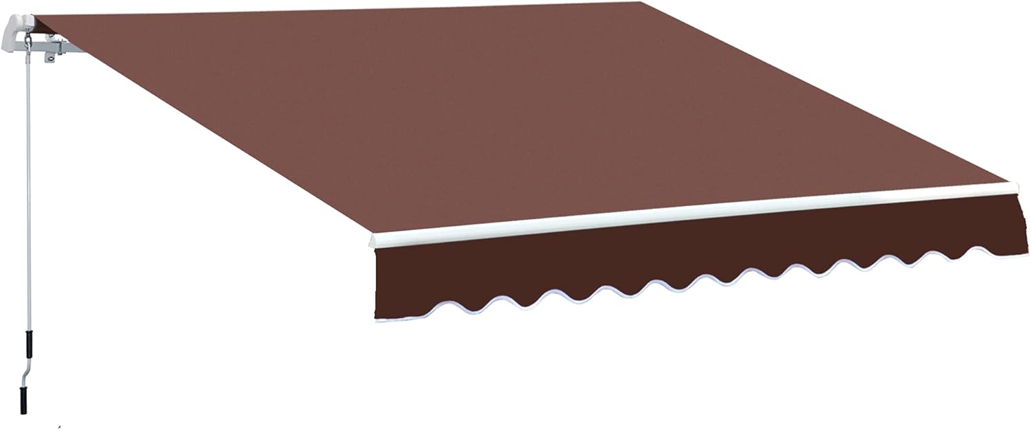12' x 8' Retractable Patio Awning Canopy with Manual Crank Handle E776904
