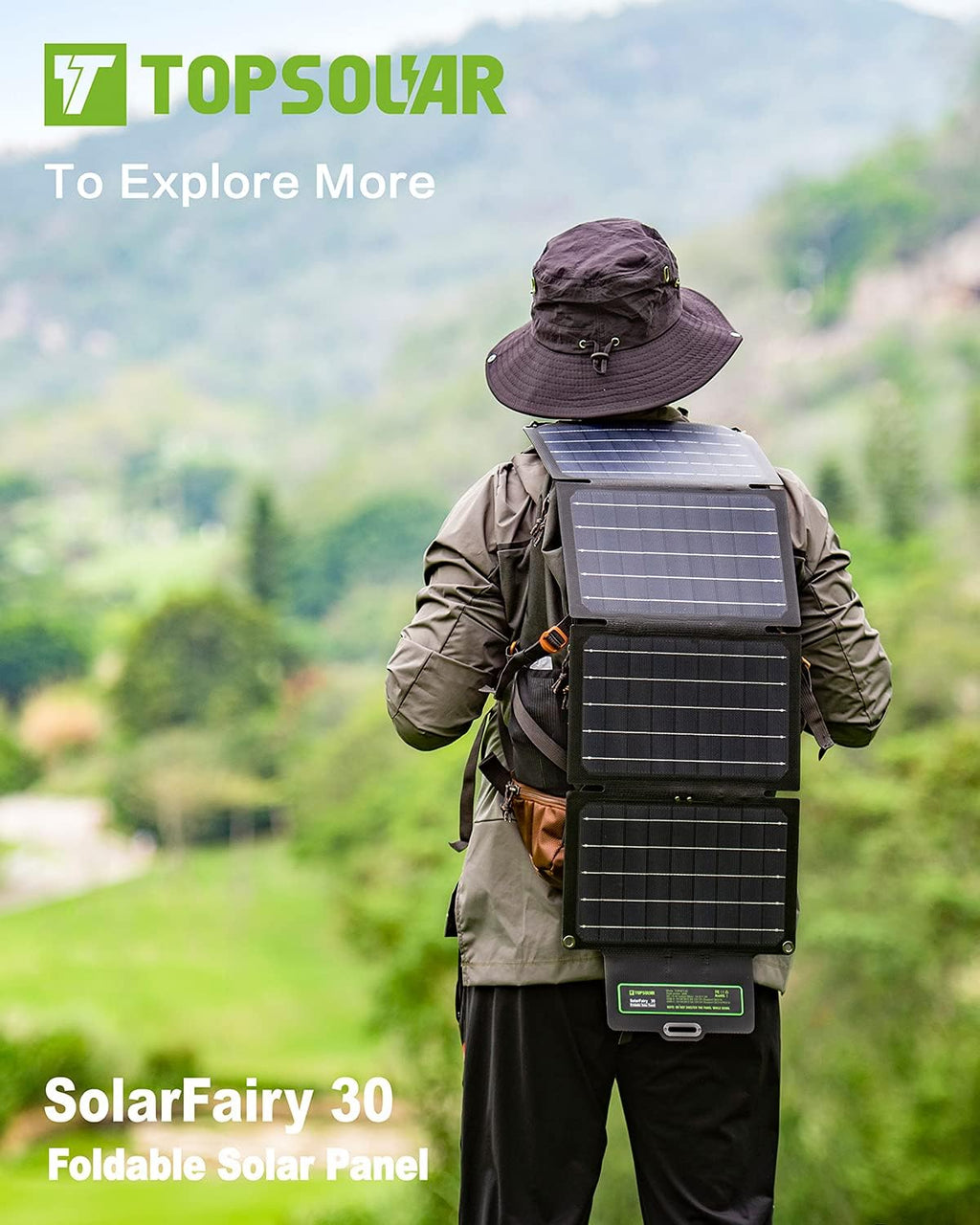 30W Foldable Solar Panel Battery Charger Kit M234