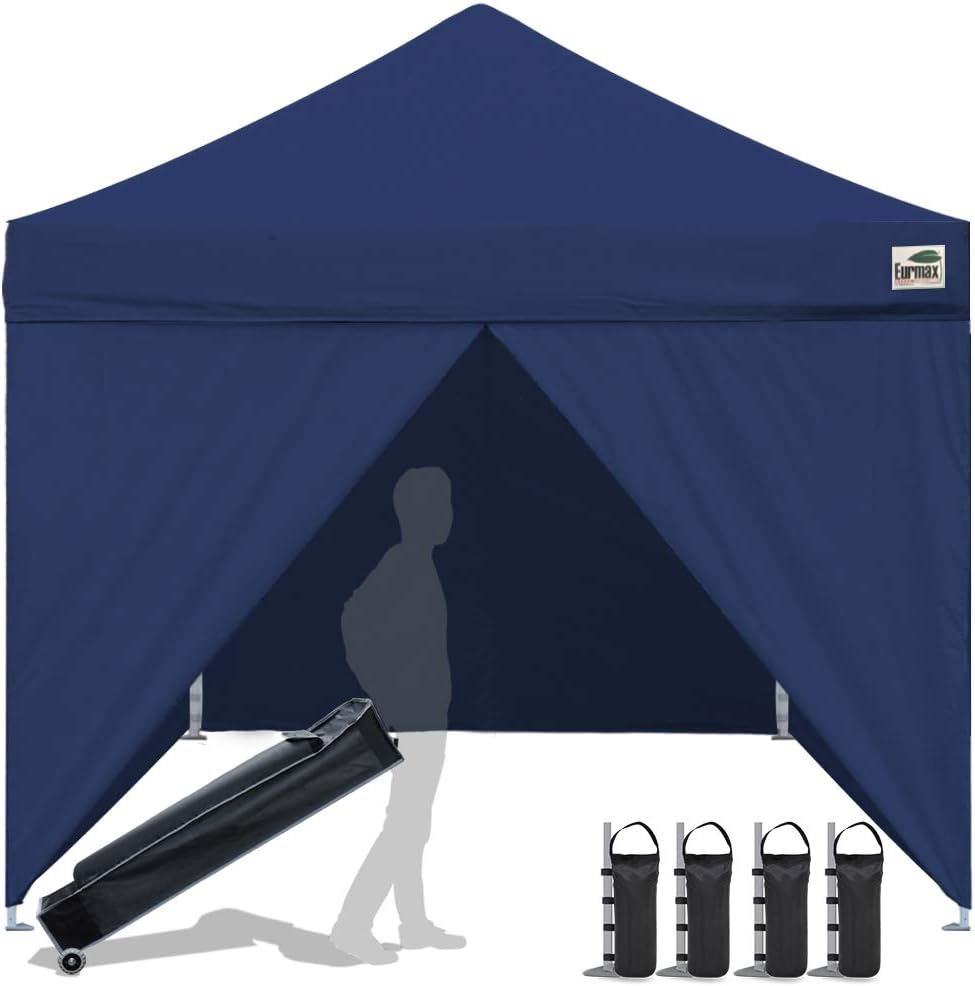 10 x 10 Pop up Canopy Tent with 4 Zippered Sidewalls and Roller Bag U808200