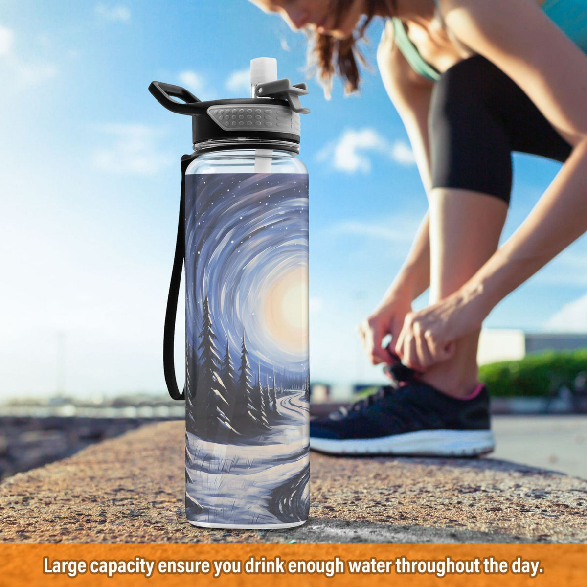 32oz Tritan Leakproof Clear Sports Water Bottle N49796