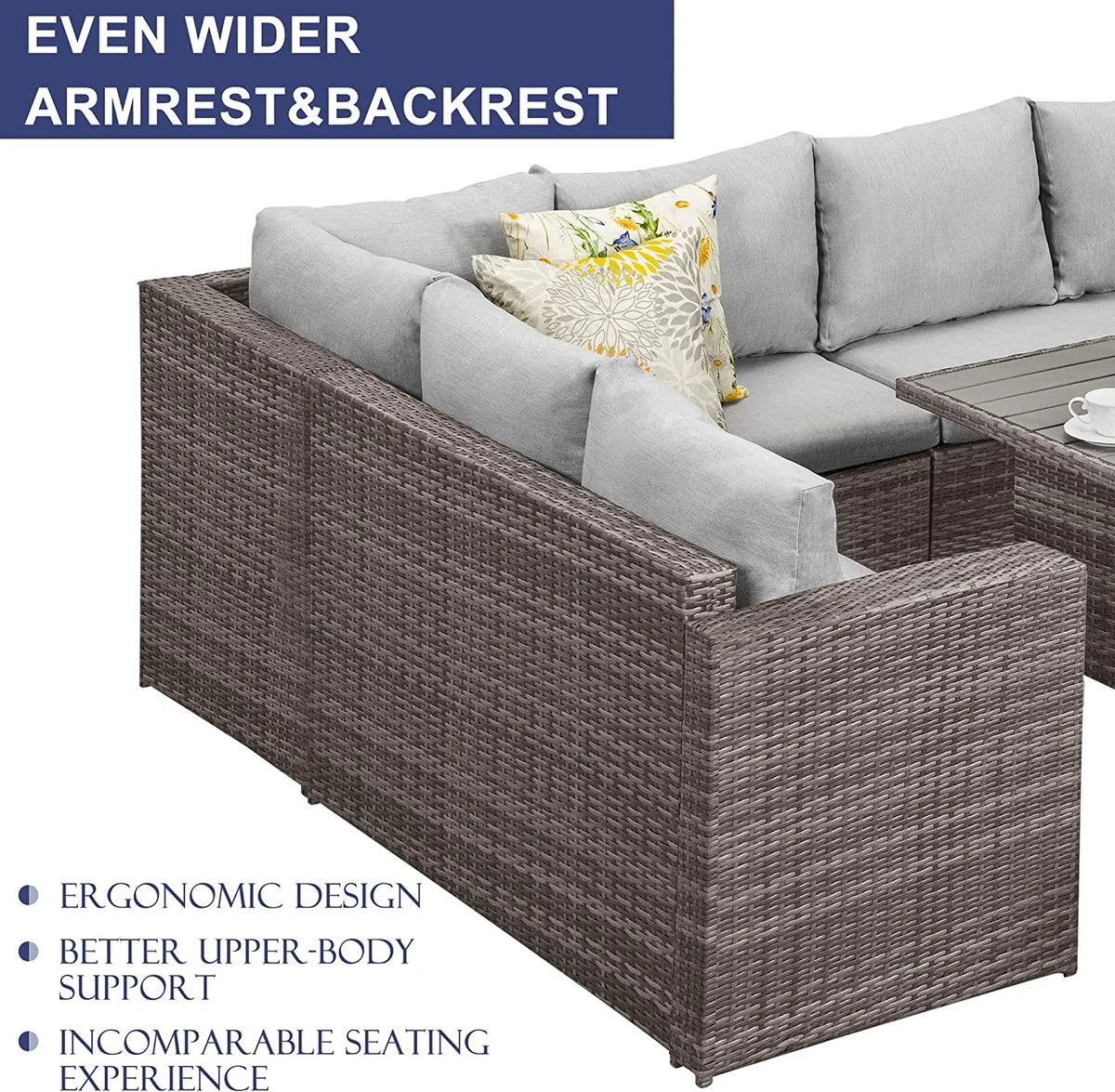 Ivory 7 Piece Outdoor Wicker Sectional Sofa with Ottoman C517