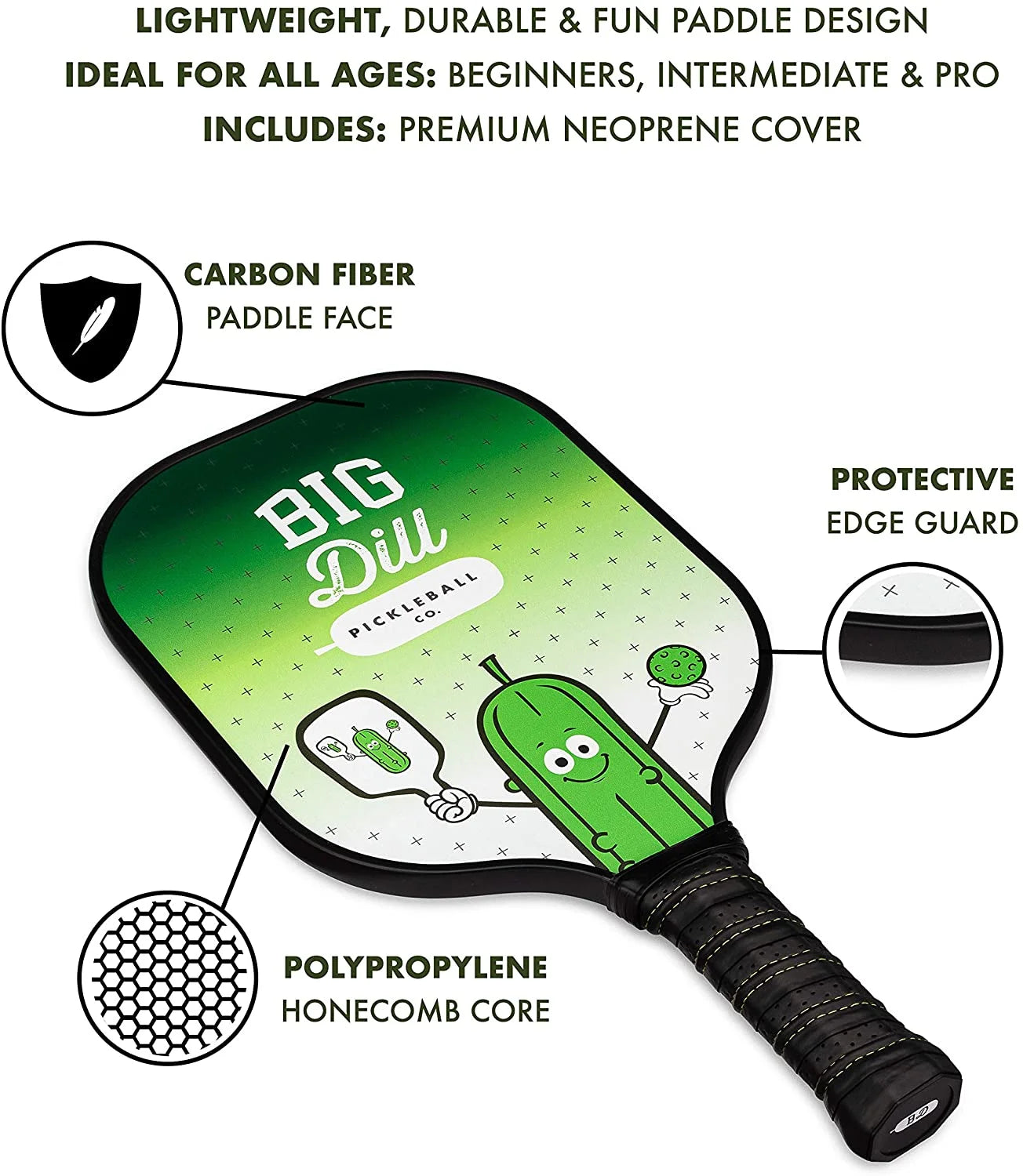 Carbon Fiber Graphite Pickleball Paddle with Cover B233383