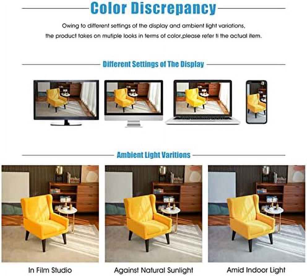 Yellow Upholstered Button Tufted Accent Chair with Wood Legs U790333