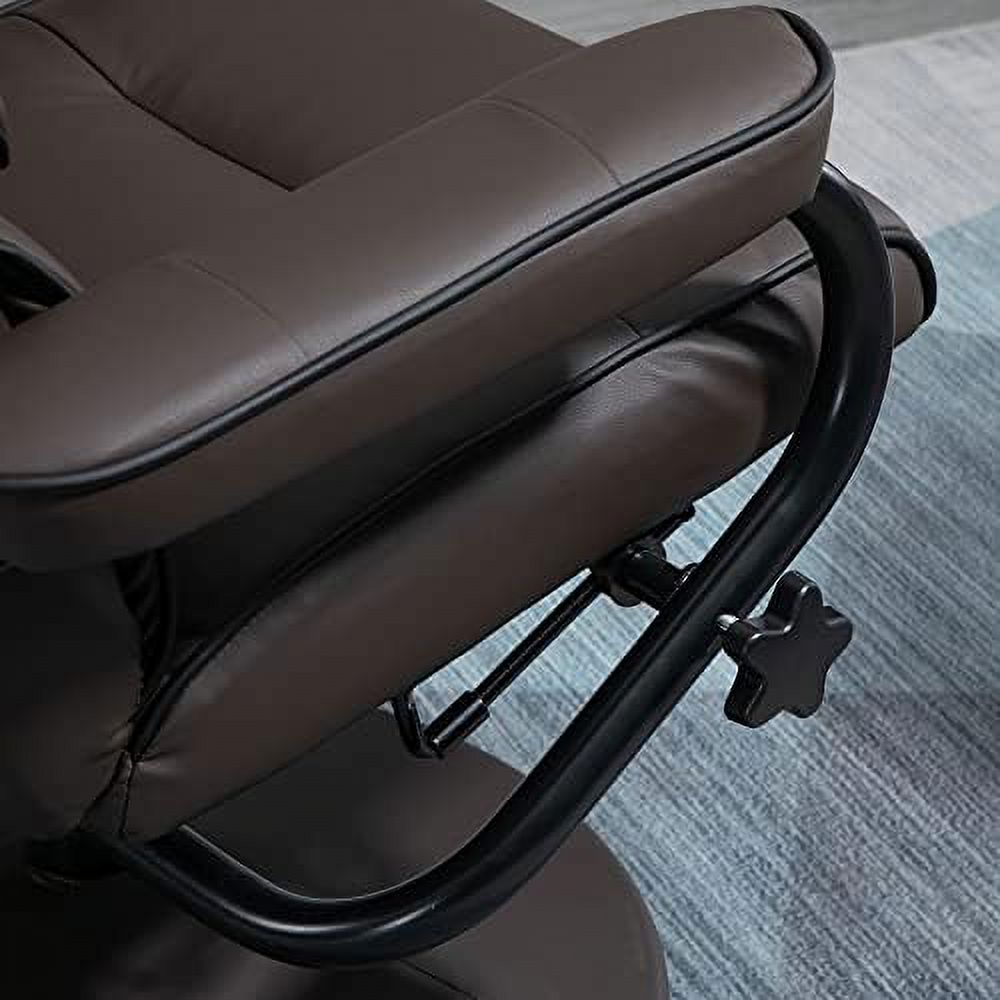 Cream White PU Leather Swivel Recliner Chair with Ottoman P230