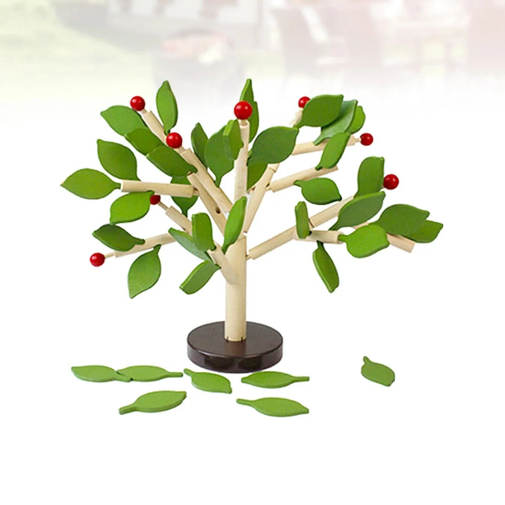 Creative Wooden Tree Blocks with Leaves 3D Building Set Toy Y9363