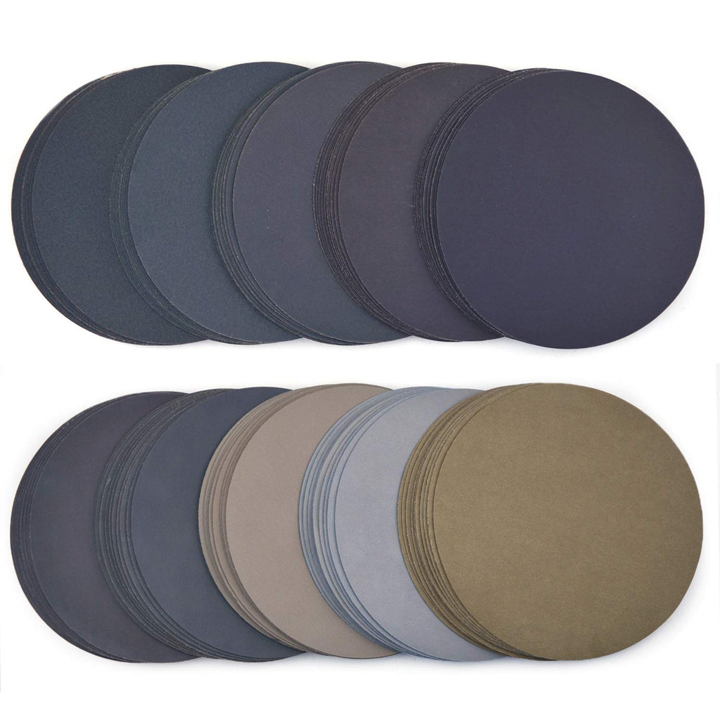 100-Pack Waterproof Hook & Loop Sanding Discs Silicon Carbide 320-10000 Grit S39357