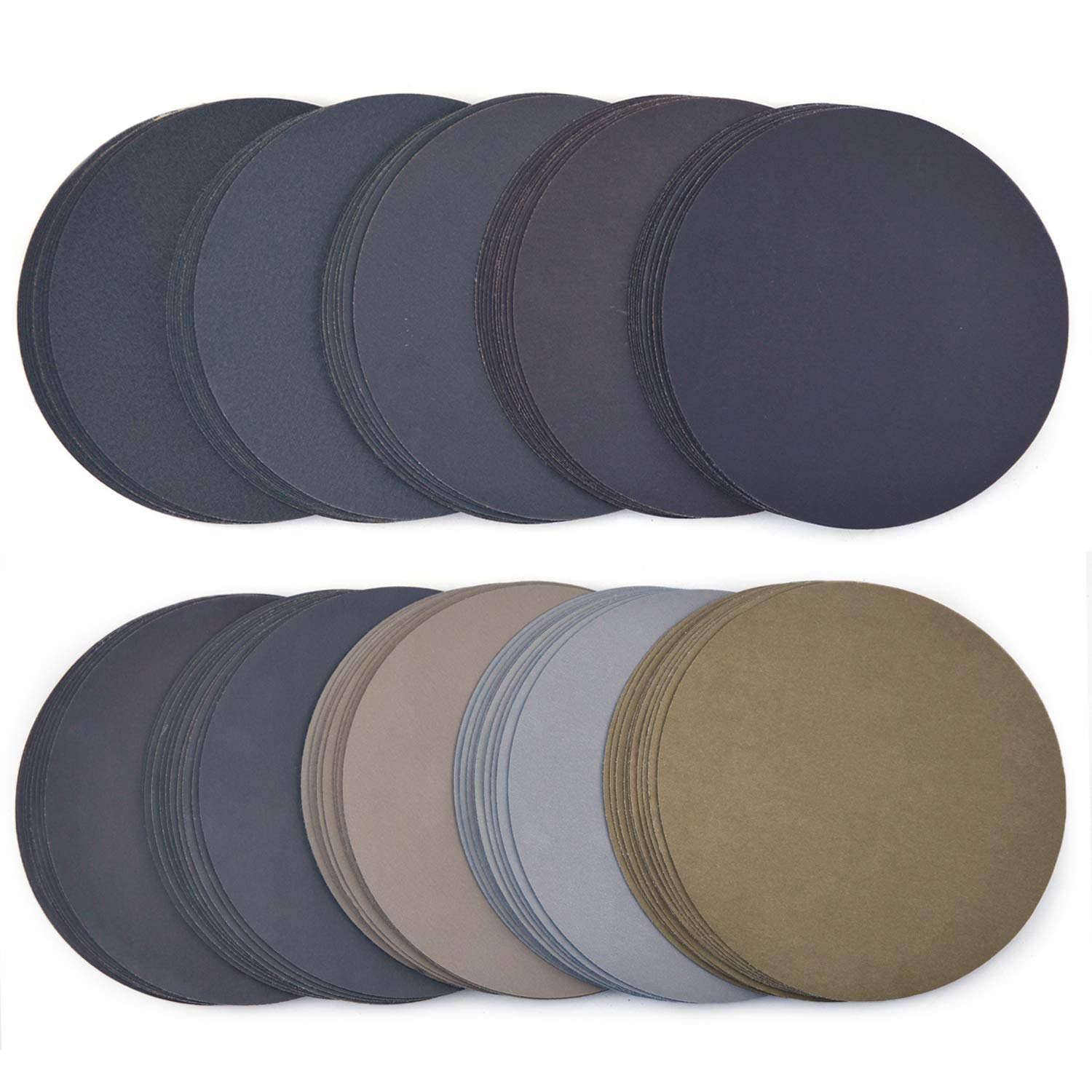 100-Pack Waterproof Hook & Loop Sanding Discs Silicon Carbide 320-10000 Grit S39357