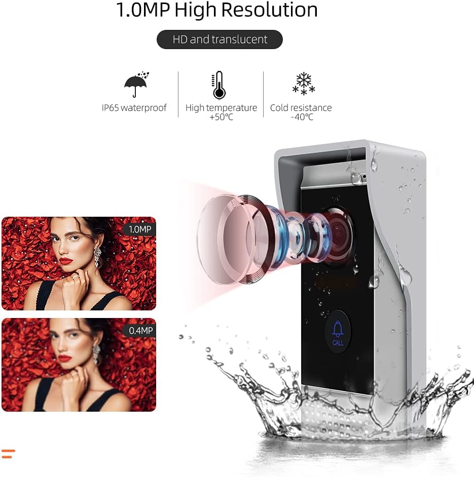 Video Door Phone Doorbell 4-Wired 7 Inch AHD Wi-Fi Intercom System with 720P Camera J390