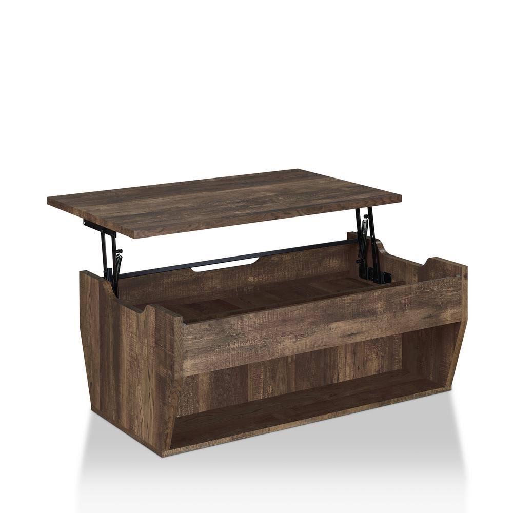 Reclaimed Oak Rectangle Wood Coffee Table with Lift Top U368765