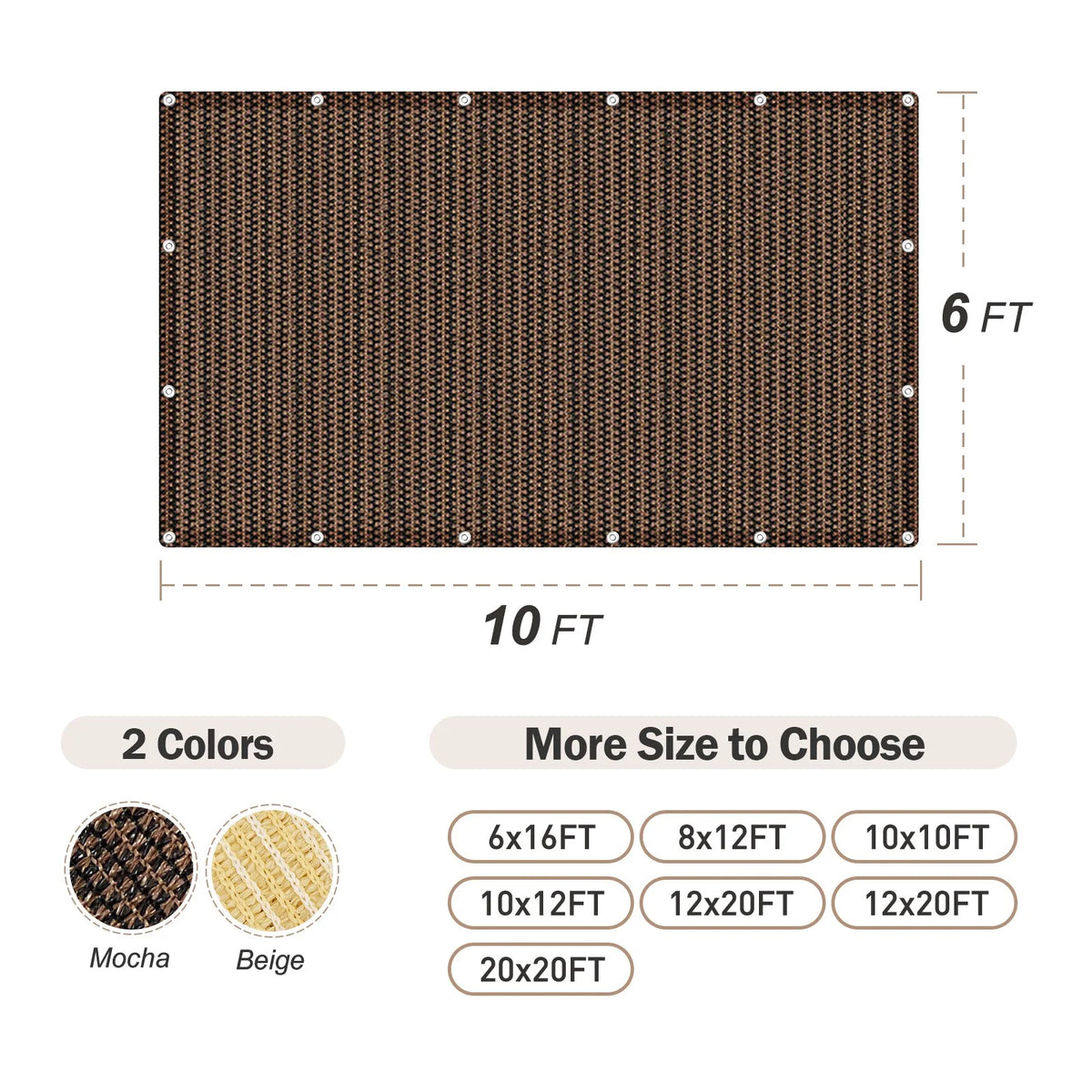 6 x 10 ft UV Resistant Shade Cloth Tarp M401