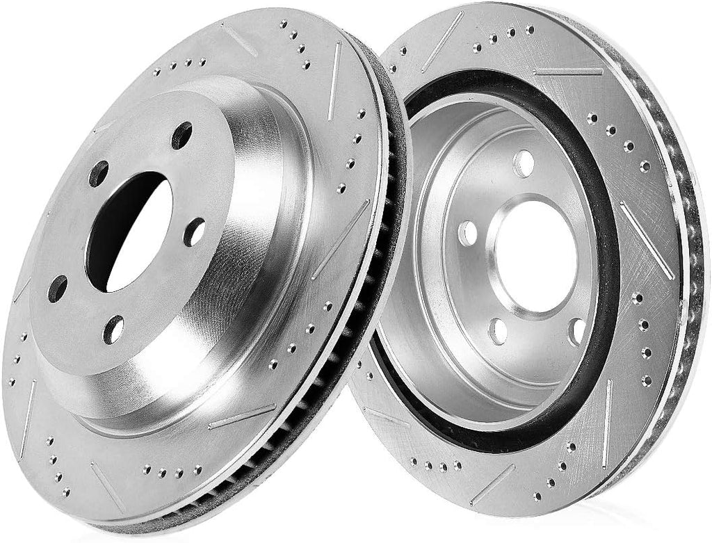 REAR 300mm Drilled & Slotted 5 Lug Rotors C563