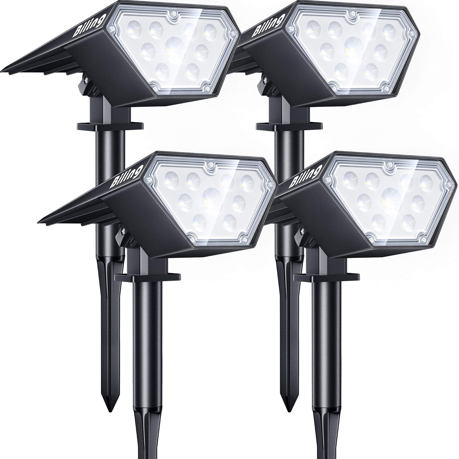 White 4 Pack Solar Spotlights, 12 LED, IP67 Waterproof W419665
